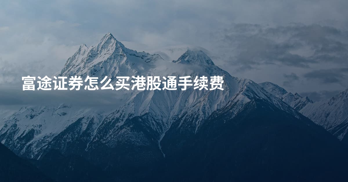 富途证券怎么买港股通手续费