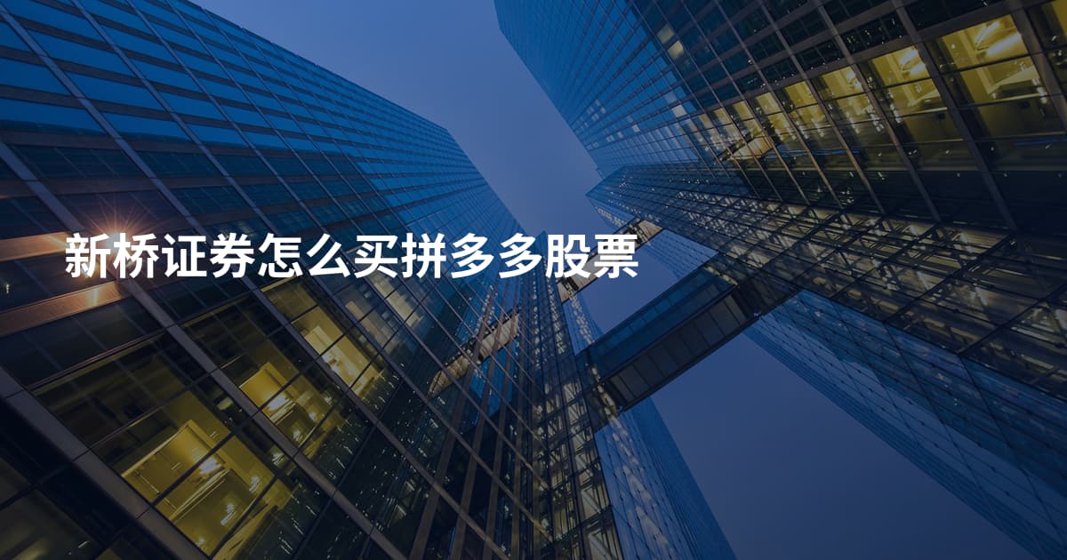 新桥证券怎么买拼多多股票