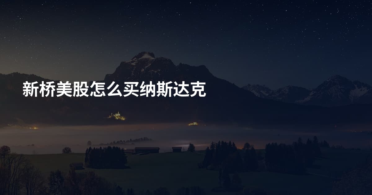 新桥美股怎么买纳斯达克
