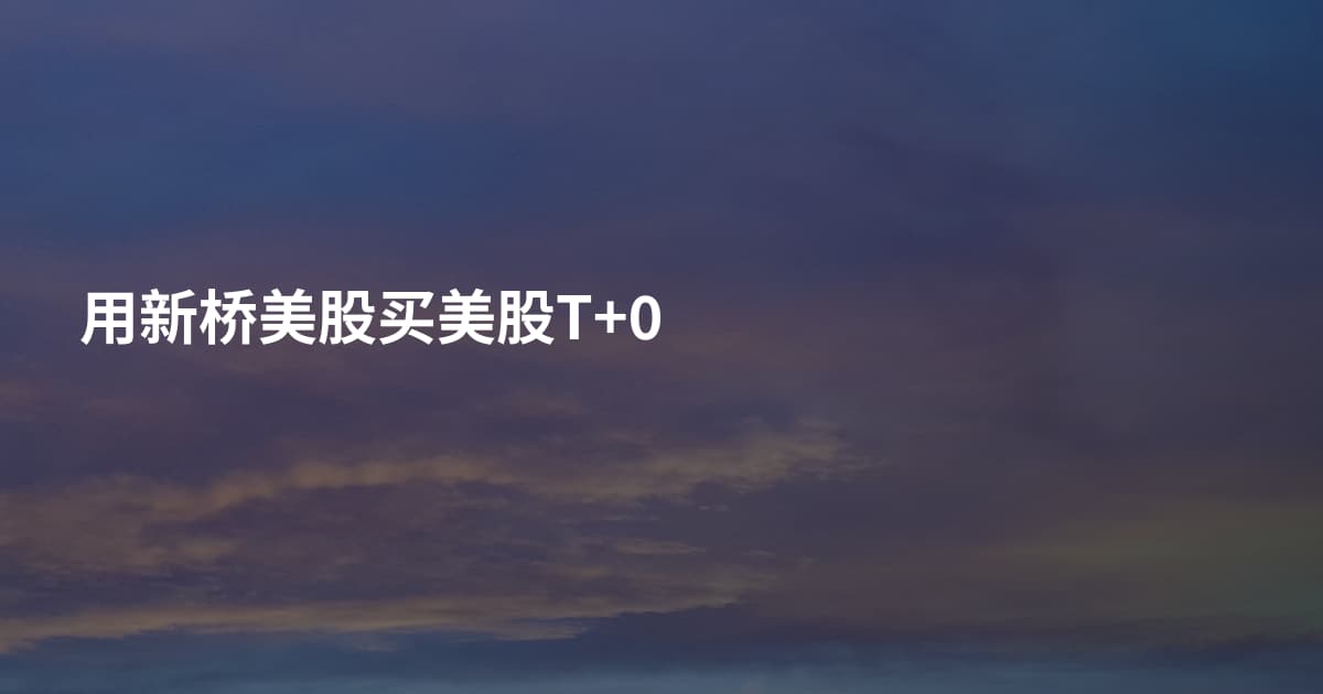 用新桥美股买美股T+0