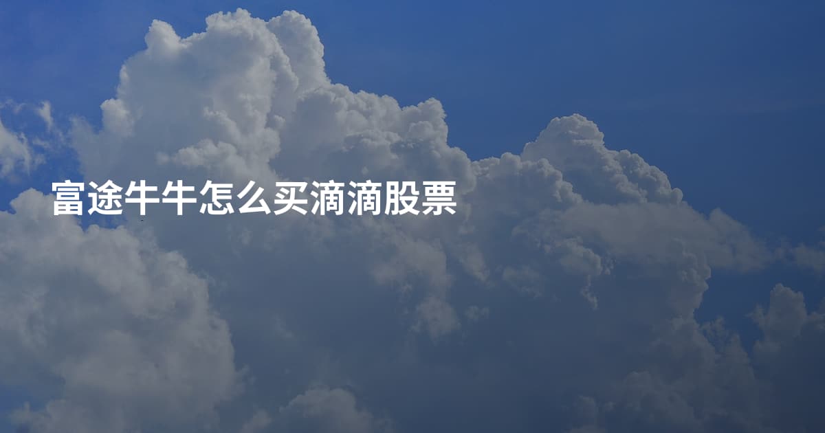 富途牛牛怎么买滴滴股票