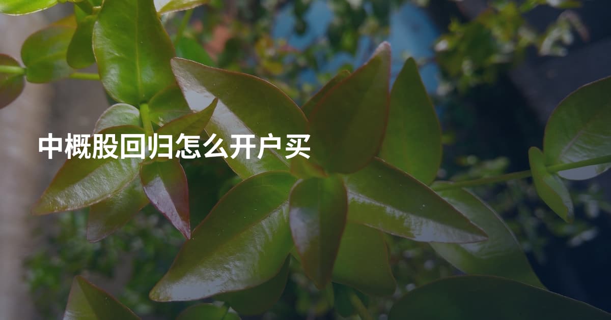中概股回归怎么开户买
