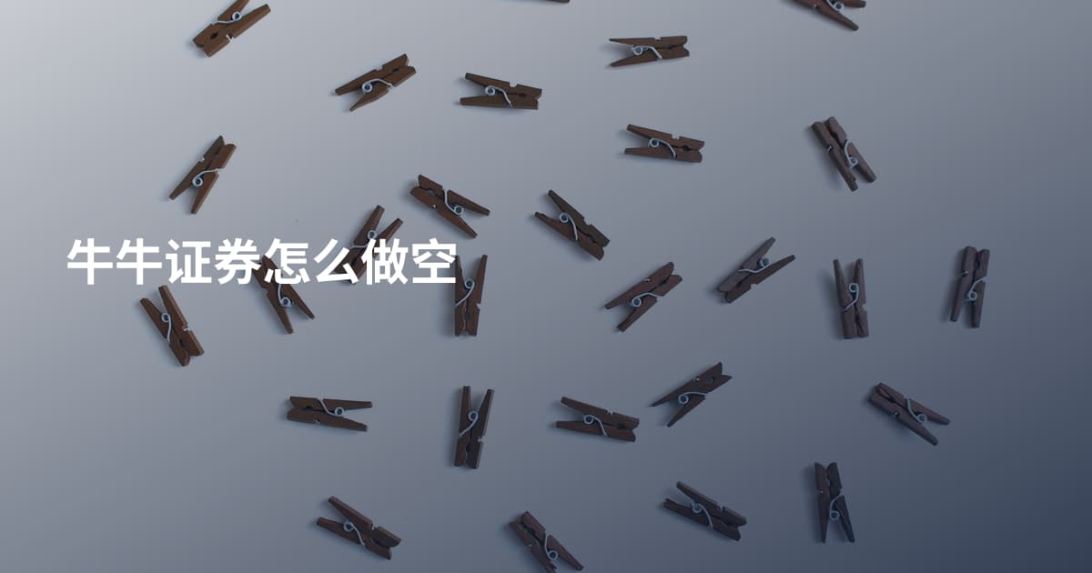 牛牛证券怎么做空