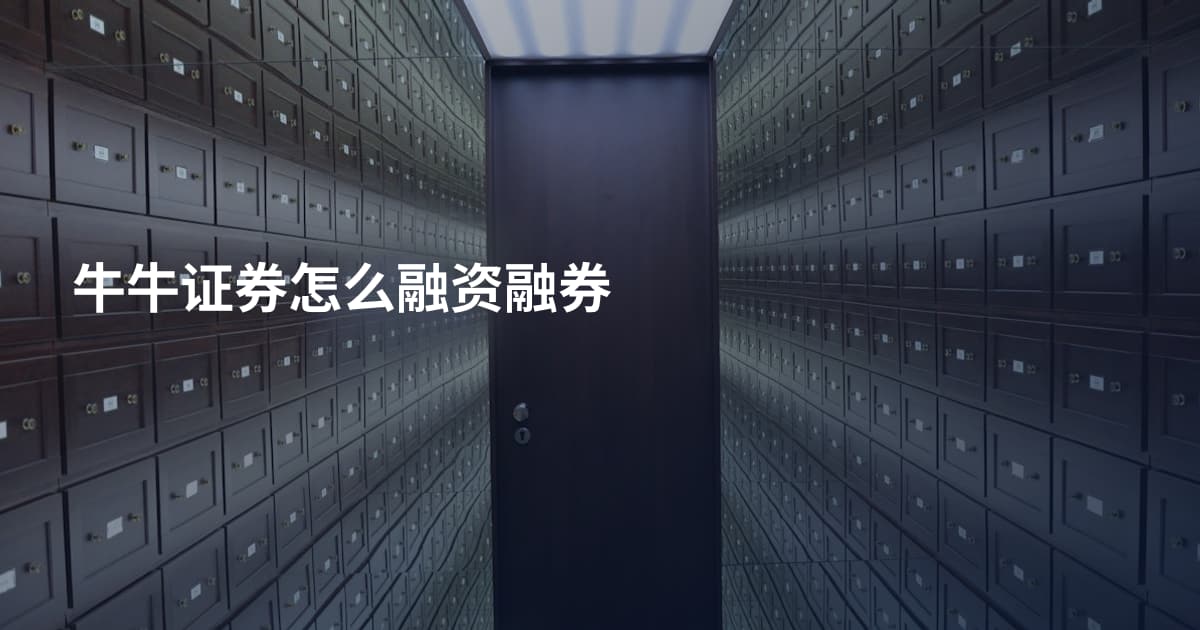 牛牛证券怎么融资融券