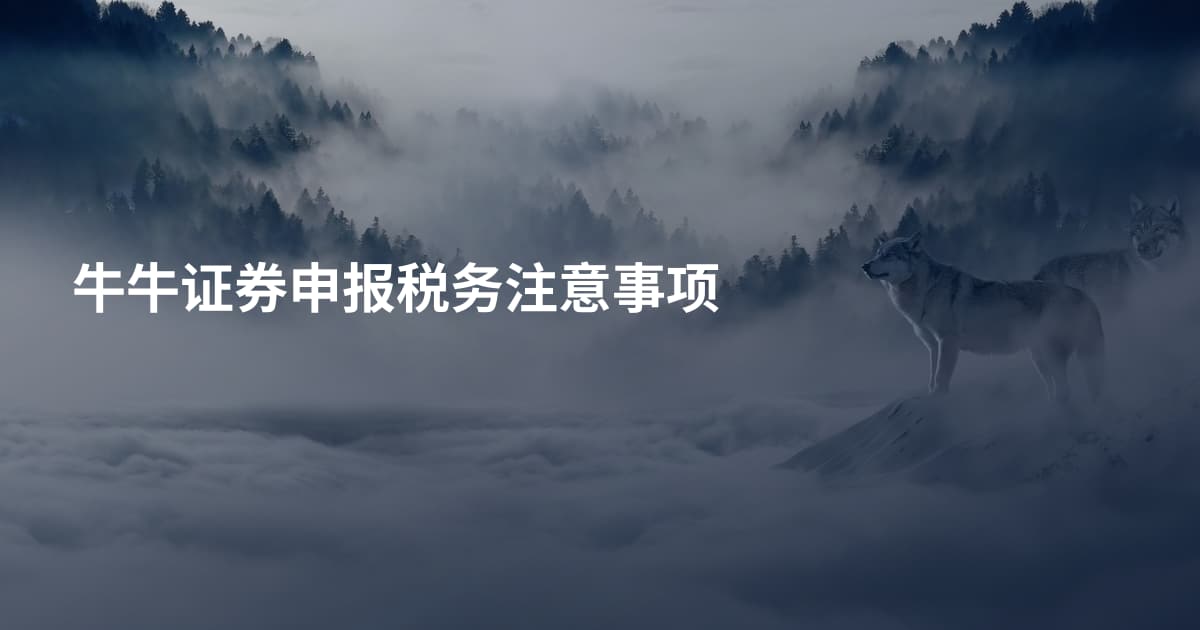 牛牛证券申报税务注意事项