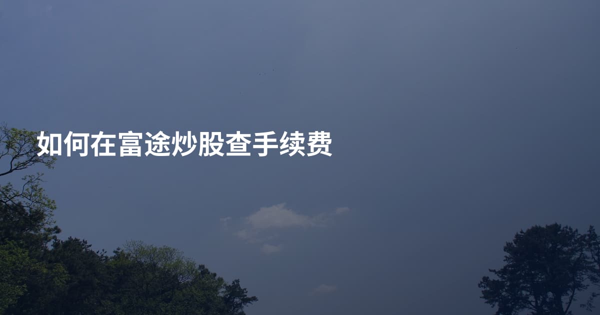 如何在富途炒股查手续费