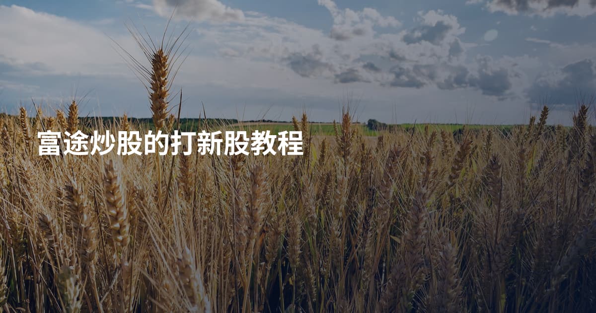 富途炒股的打新股教程