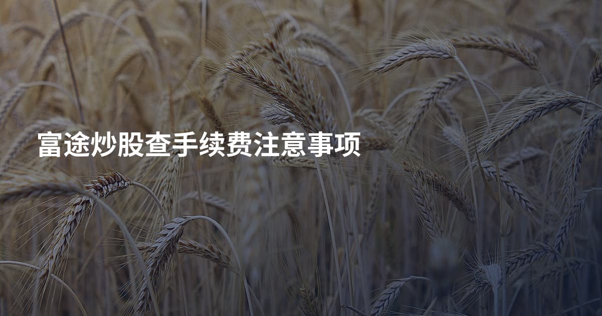 富途炒股查手续费注意事项