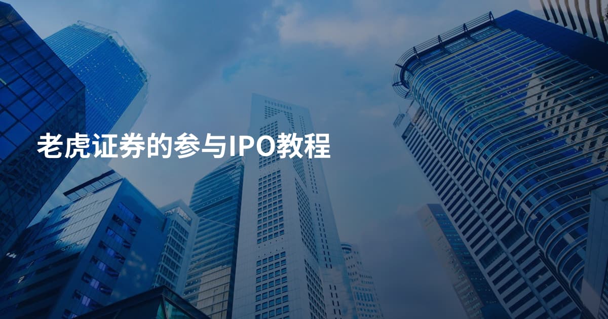 老虎证券的参与IPO教程