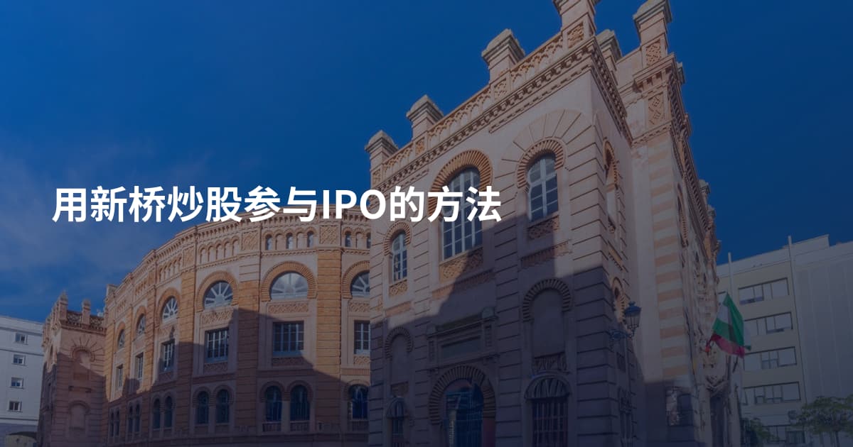 用新桥炒股参与IPO的方法