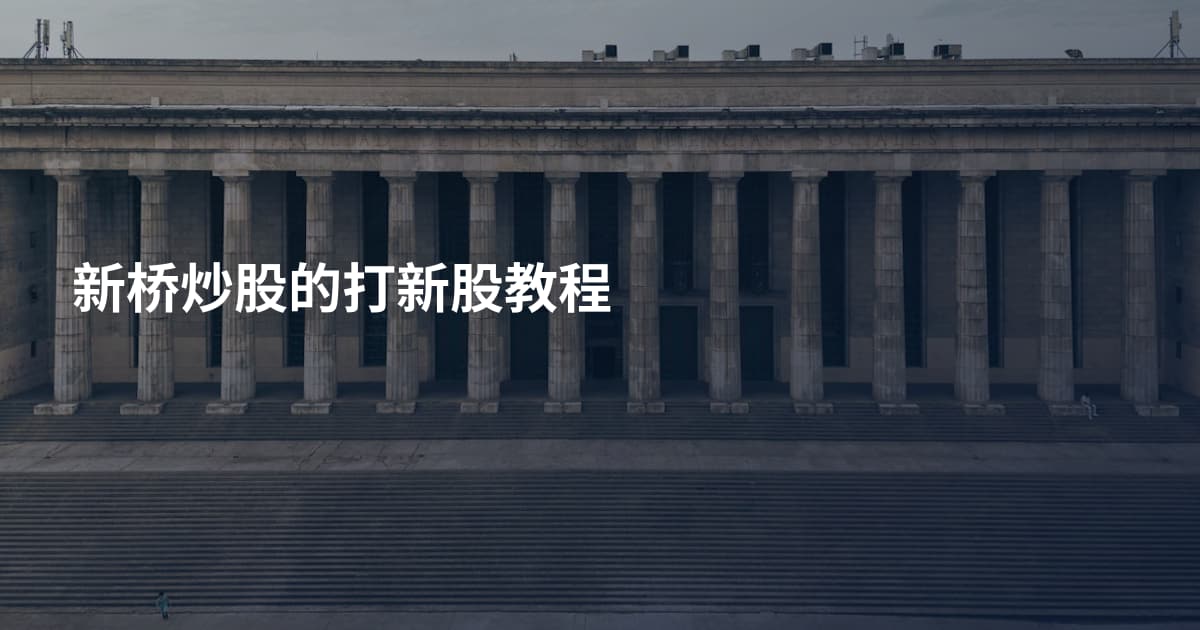 新桥炒股的打新股教程