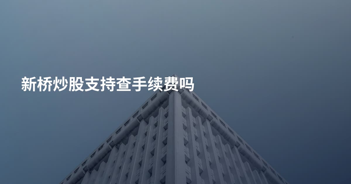 新桥炒股支持查手续费吗