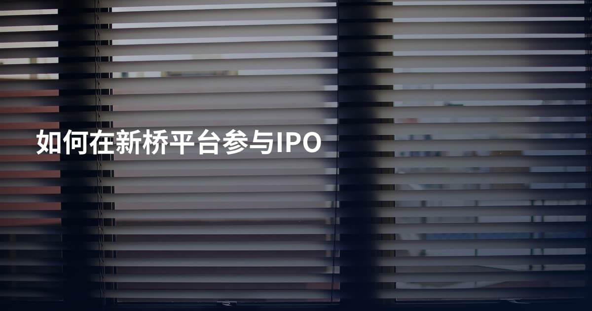 如何在新桥平台参与IPO