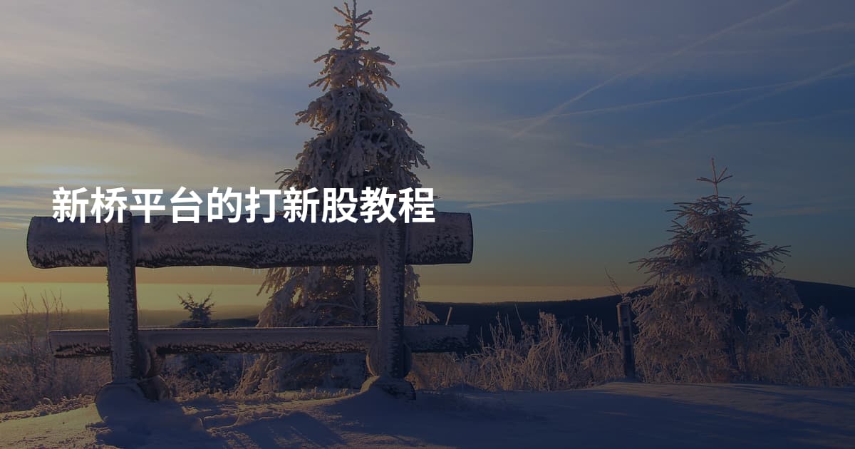 新桥平台的打新股教程