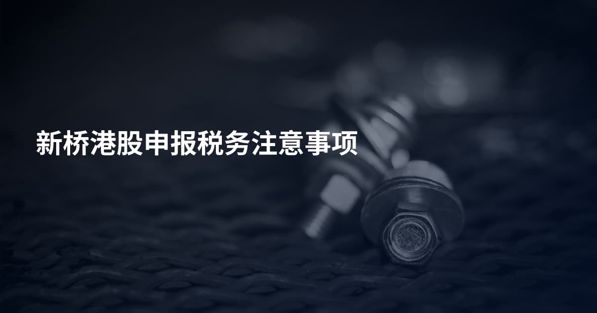 新桥港股申报税务注意事项