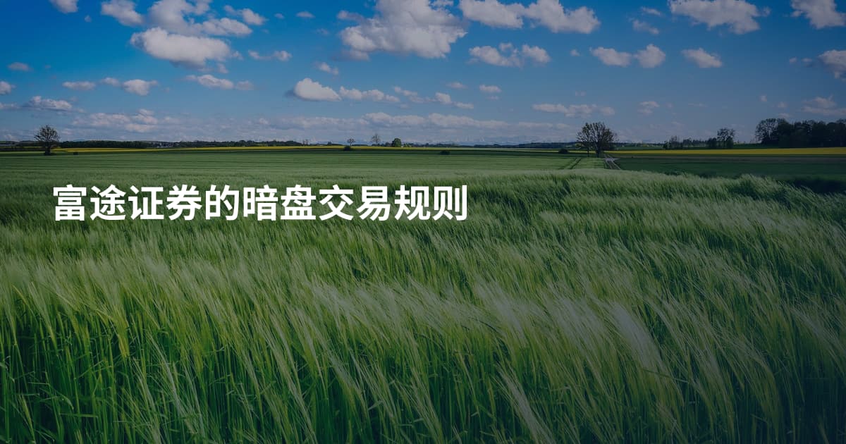 富途证券的暗盘交易规则
