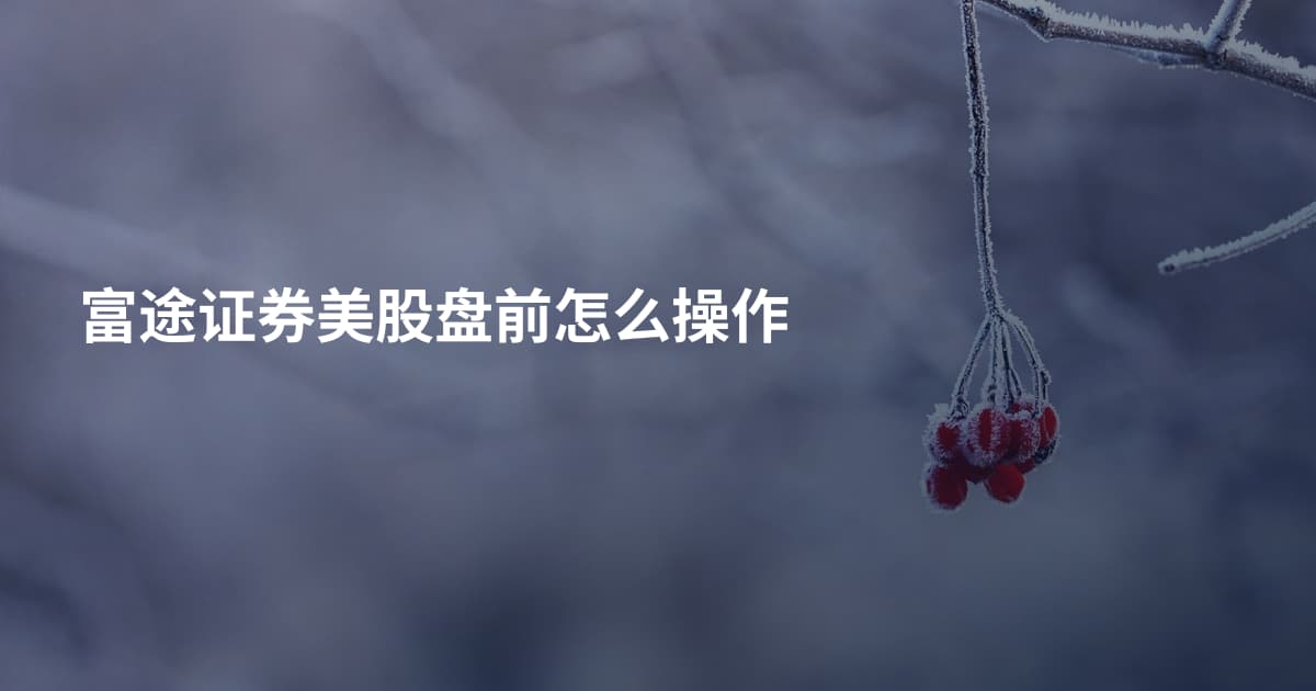 富途证券美股盘前怎么操作