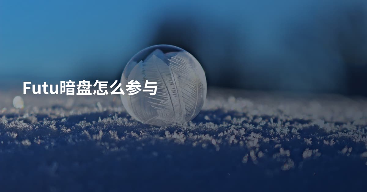 Futu暗盘怎么参与