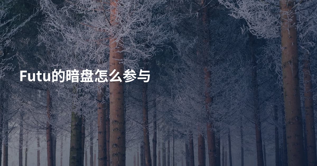 Futu的暗盘怎么参与