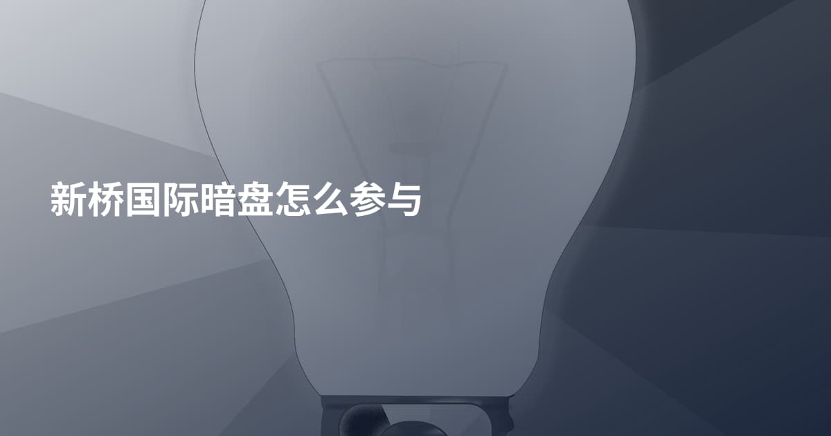 新桥国际暗盘怎么参与