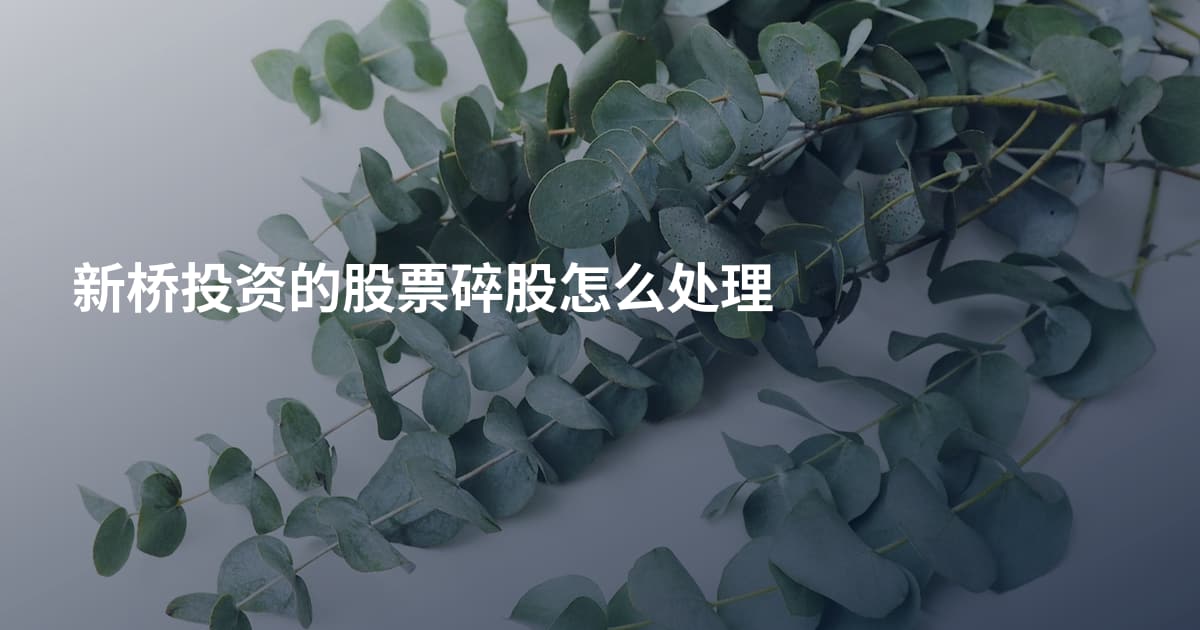 新桥投资的股票碎股怎么处理