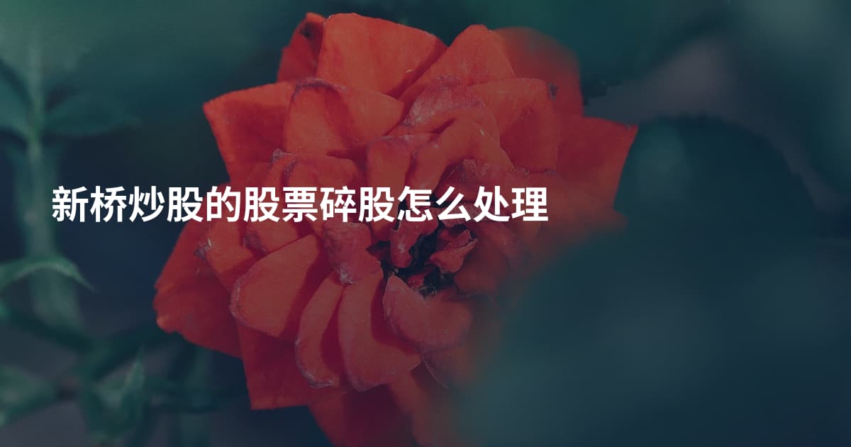 新桥炒股的股票碎股怎么处理