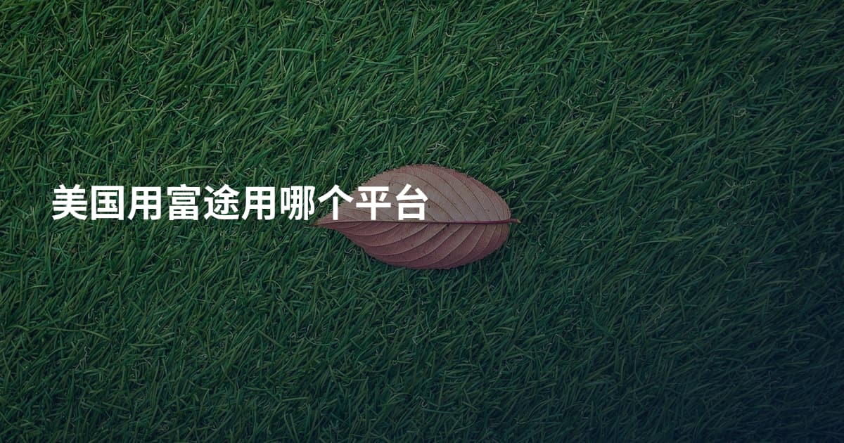 美国用富途用哪个平台