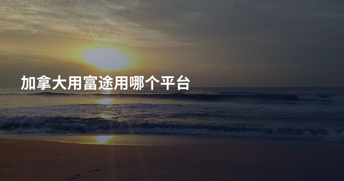 加拿大用富途用哪个平台