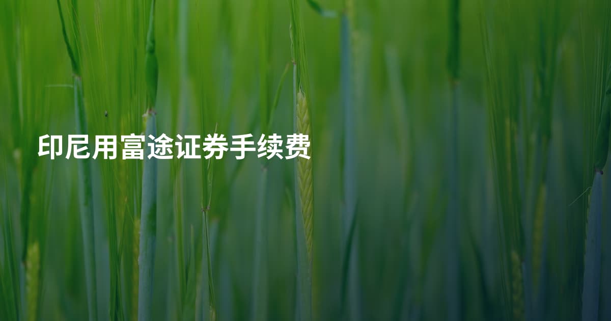 印尼用富途证券手续费