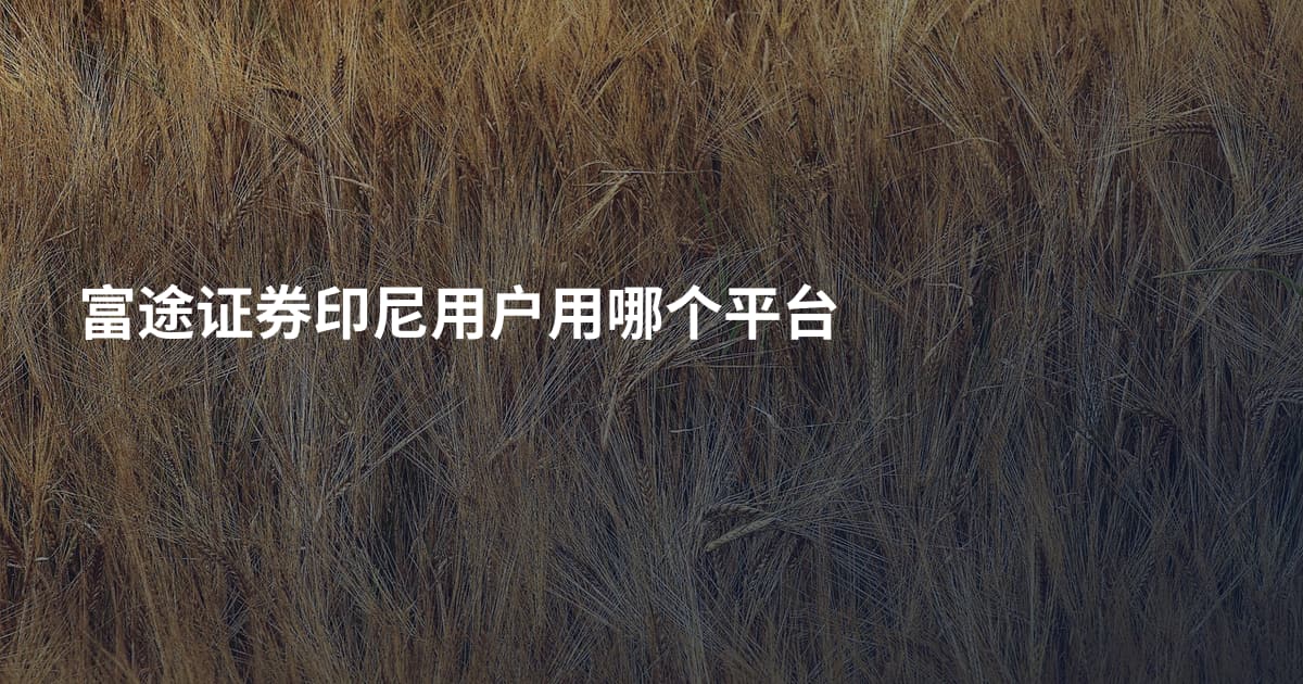 富途证券印尼用户用哪个平台