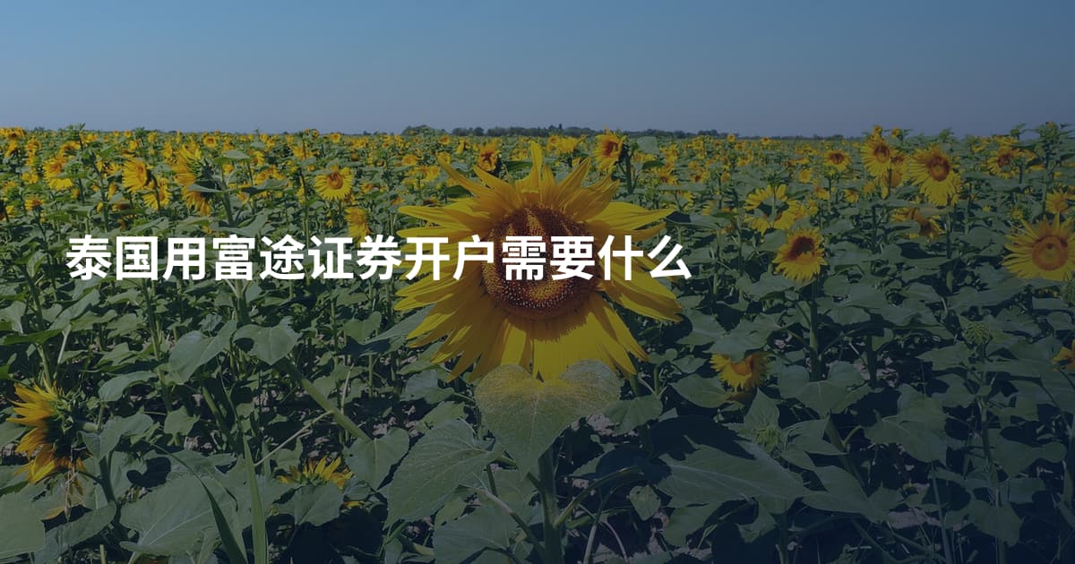 泰国用富途证券开户需要什么