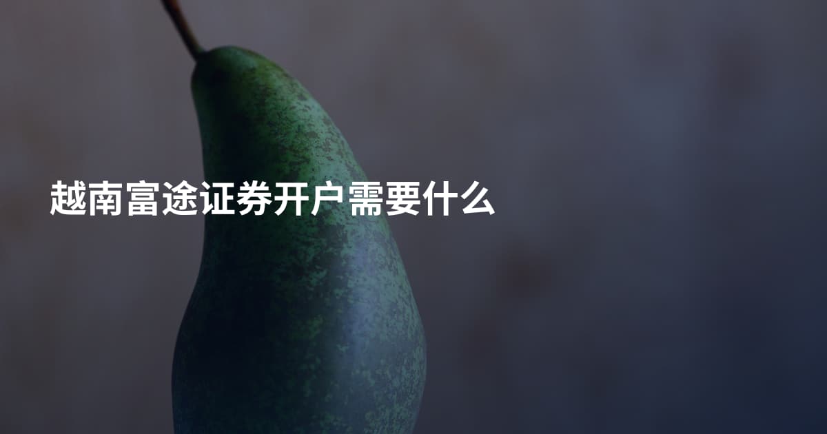 越南富途证券开户需要什么