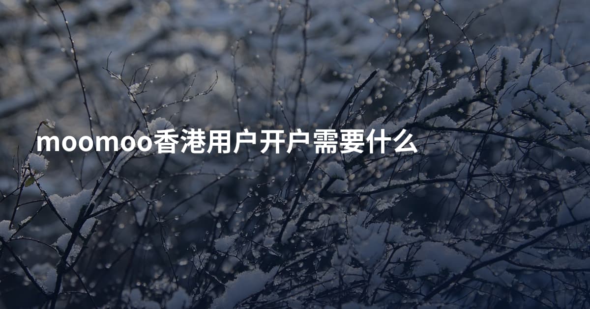 moomoo香港用户开户需要什么