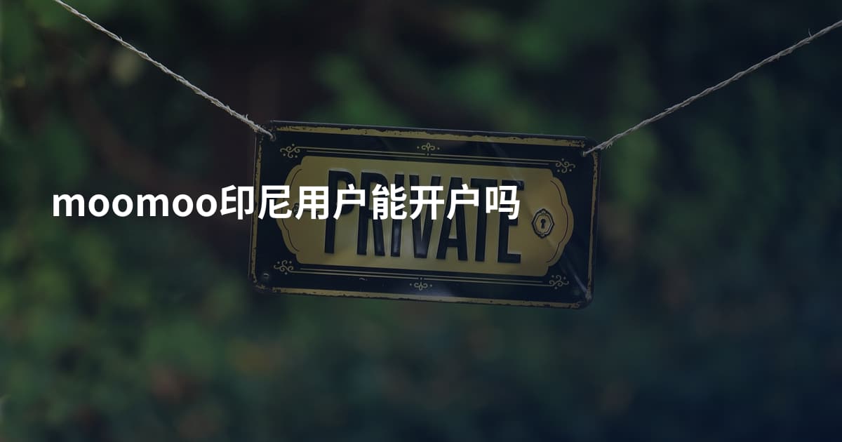 moomoo印尼用户能开户吗