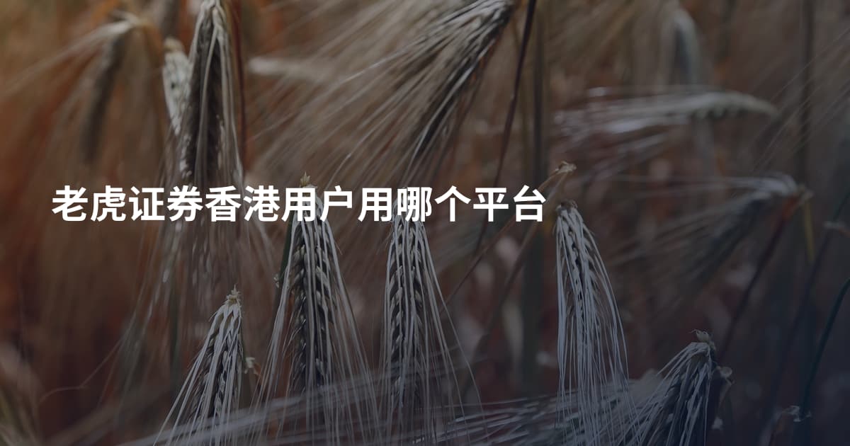 老虎证券香港用户用哪个平台