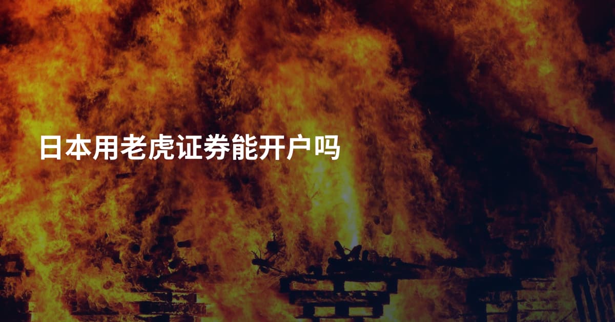 日本用老虎证券能开户吗