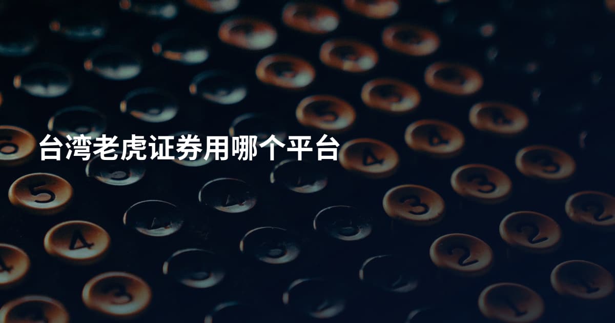 台湾老虎证券用哪个平台