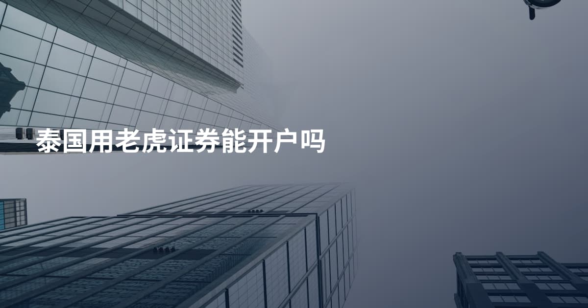 泰国用老虎证券能开户吗