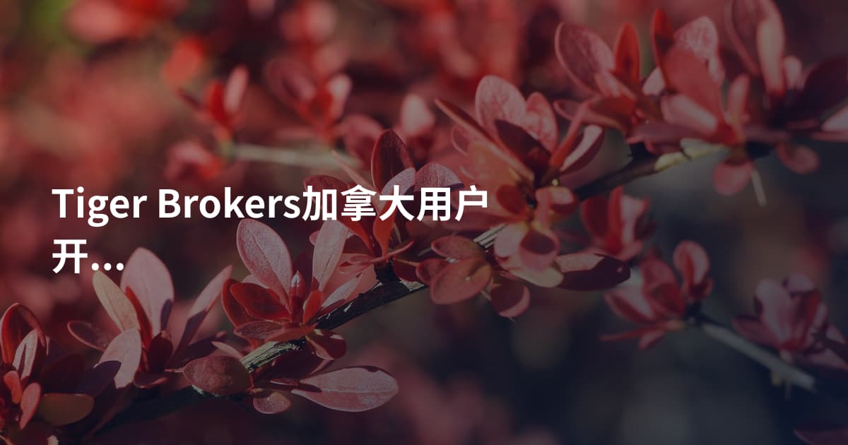 Tiger Brokers加拿大用户开户条件