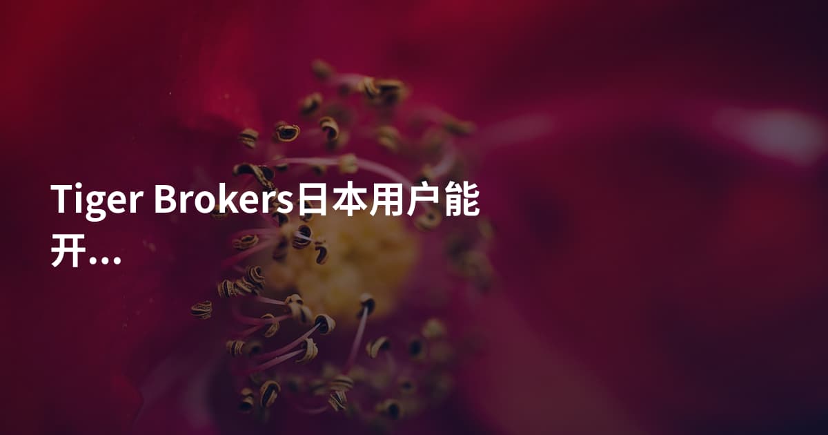Tiger Brokers日本用户能开户吗