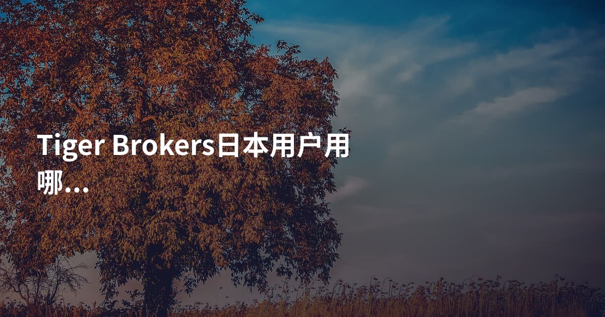Tiger Brokers日本用户用哪个平台