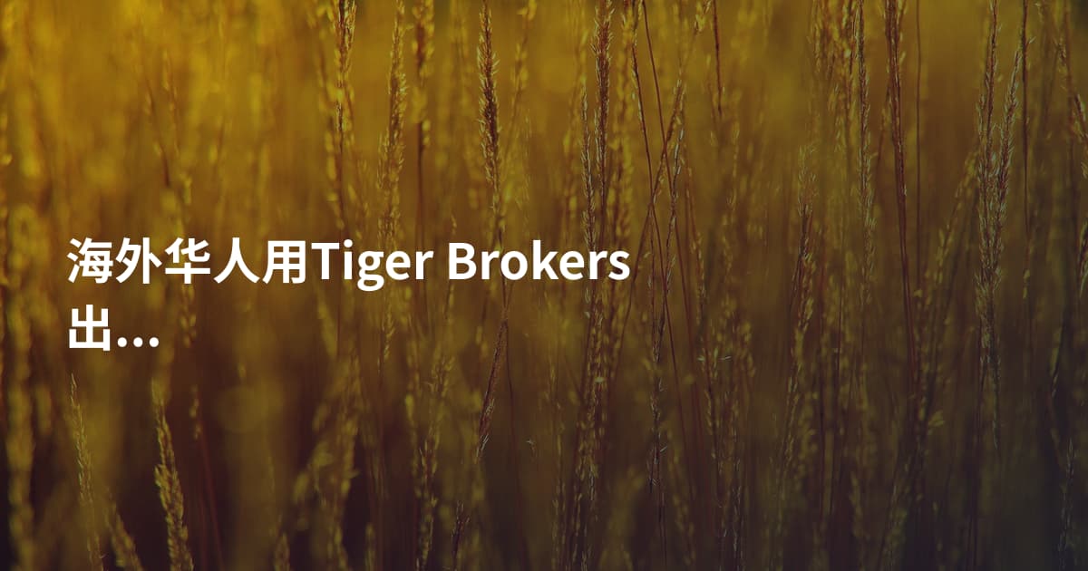 海外华人用Tiger Brokers出金