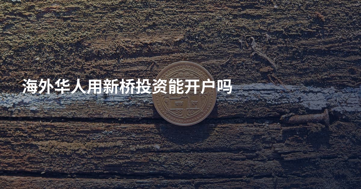 海外华人用新桥投资能开户吗