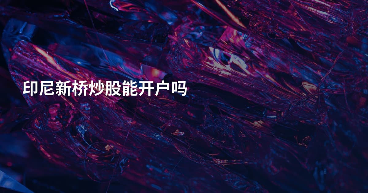 印尼新桥炒股能开户吗