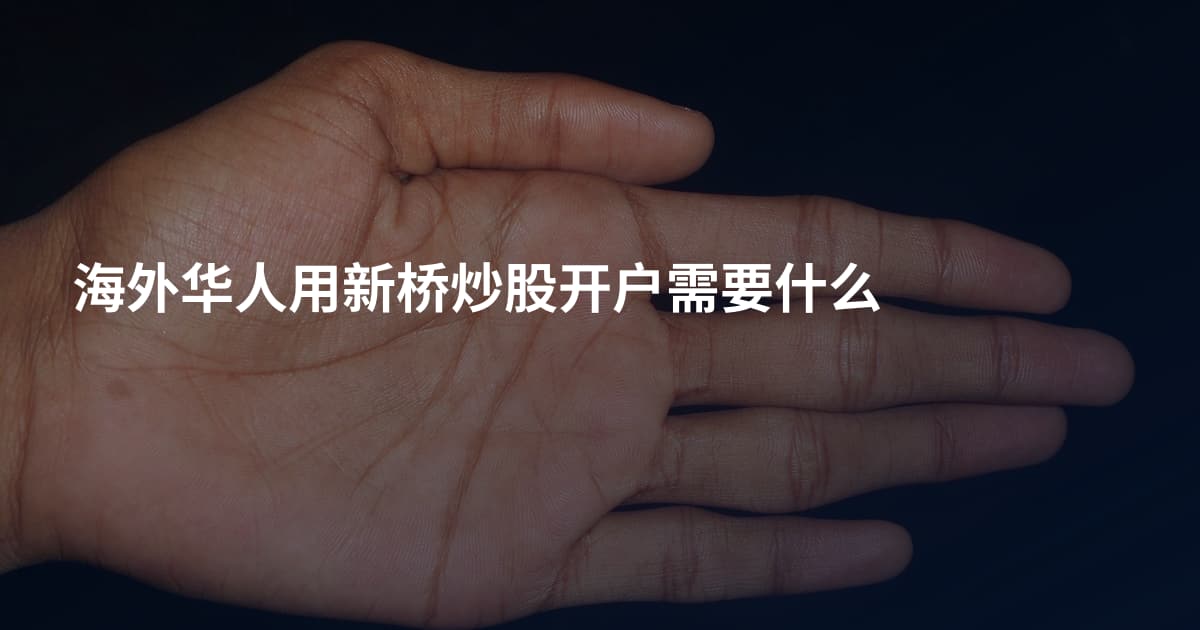 海外华人用新桥炒股开户需要什么