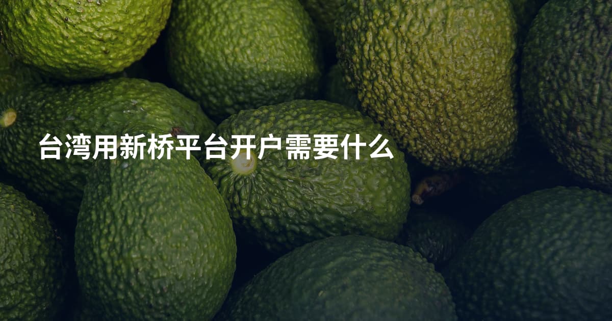 台湾用新桥平台开户需要什么