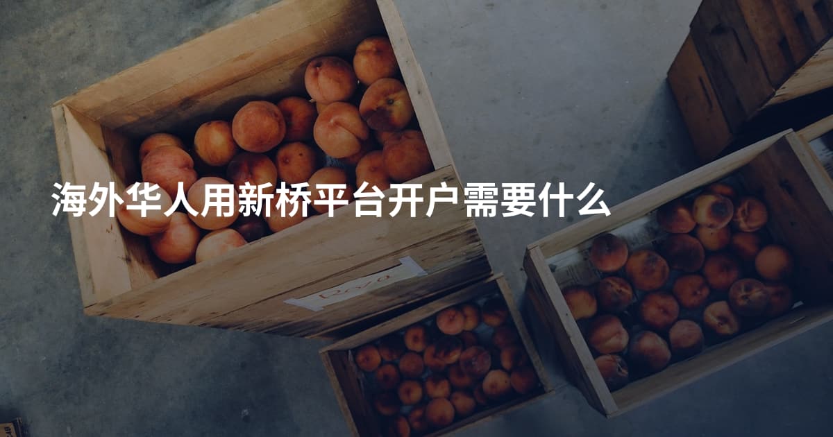 海外华人用新桥平台开户需要什么