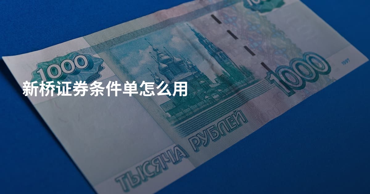 新桥证券条件单怎么用