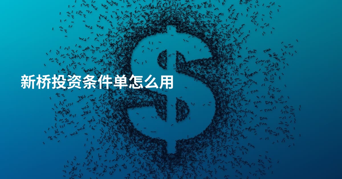 新桥投资条件单怎么用