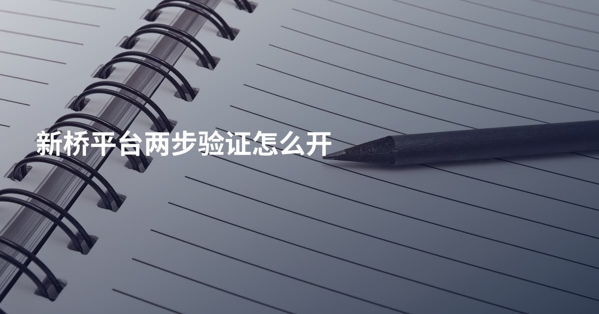 新桥平台两步验证怎么开